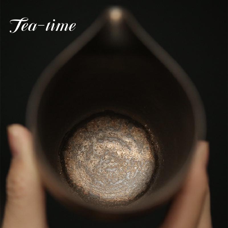 240ml Handmade Thin Tire Ceramic Tea Pitcher Retro Japanese Rough Pottery Fair Cup Tea Divider Chahai Kung Fu Teaset Accessories