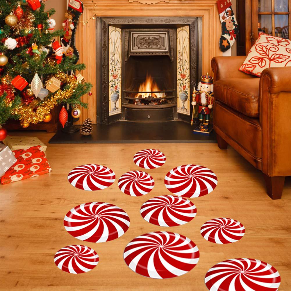 12Pcs Floor Wall Stickers Removable Candy Decals Cartoon Home Xmas Christmas Decor
