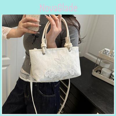 Minimalist Lace Butterfly Handbag With Embroidered Accents For Summer Casuals