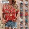 Women's Fashion Casual Short Sleeve V Neck Blouses & Shirts