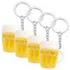 SEWACC Beer Mug Keychains, Set of 4, Acrylic and Stainless Steel, Multicolor, Bag Charm, Strap, 4x3x3cm, Small, Lightweight, Cute Mini Beer Cups, Car