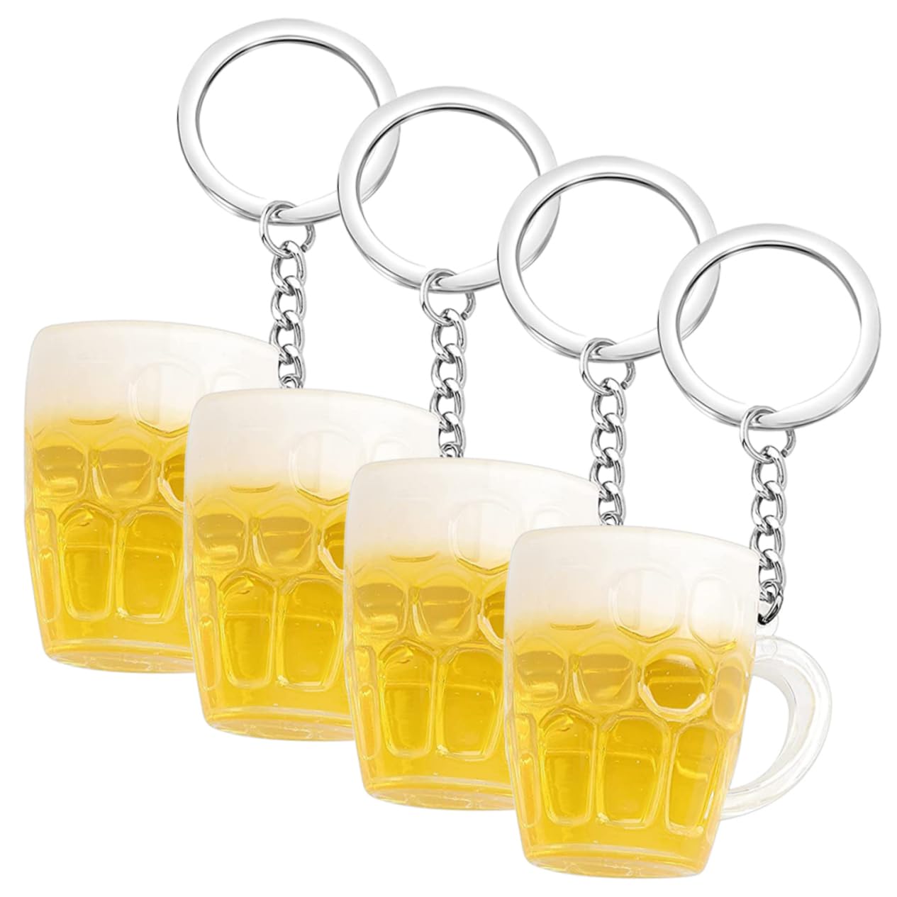 

SEWACC Beer Mug Keychains, Set of 4, Acrylic and Stainless Steel, Multicolor, Bag Charm, Strap, 4x3x3cm, Small, Lightweight, Cute Mini Beer Cups, Car