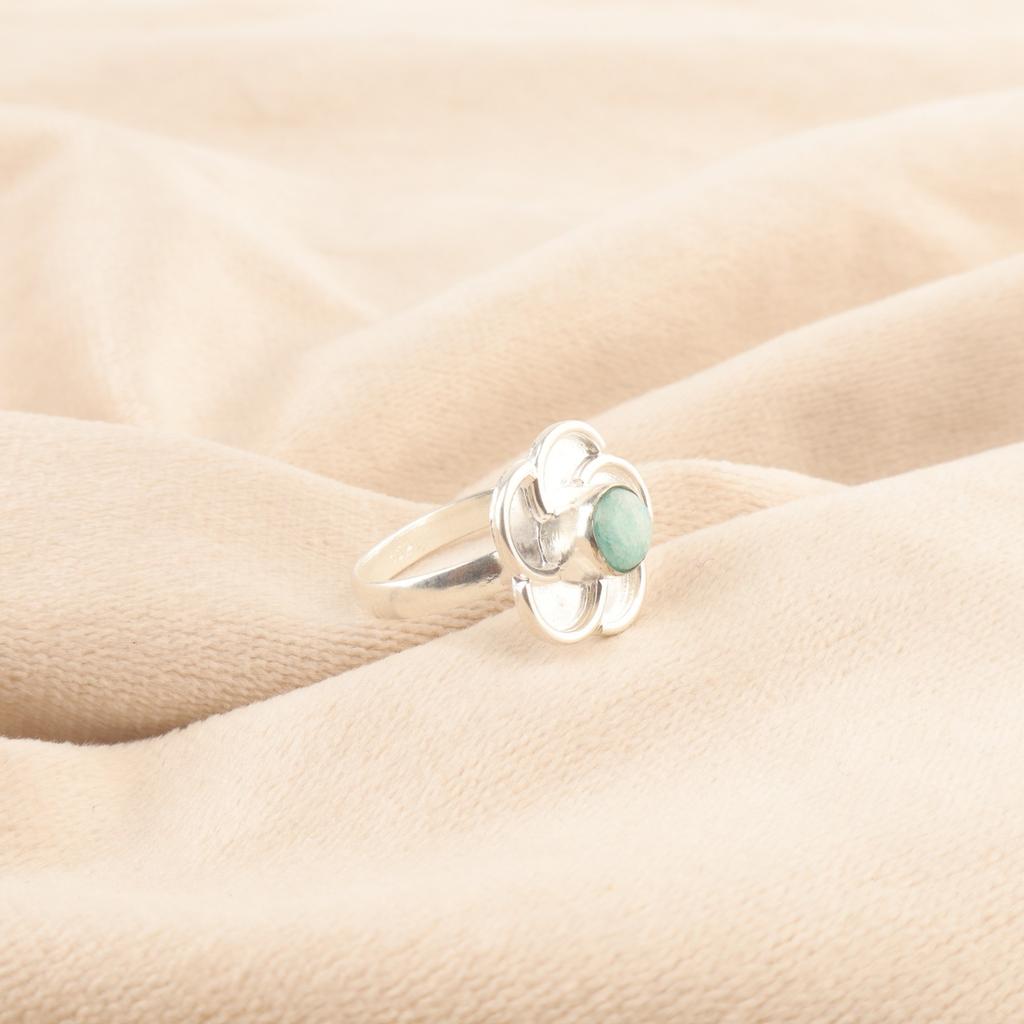 Sisters Day Sale Amazonite Gemstone Trendy Boho Cocktail Ring Jewelry 925 Silver RR-51-33