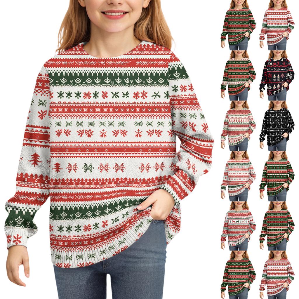 Christmas Day Sweatshirts For Children Boys And Girls Knit Sweater Cute Shirt Fall Crewneck Pullover Tops