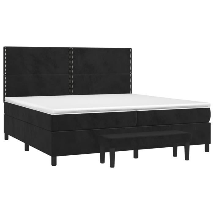 3137805 vidaXL Divan Bed and Mattress Black 200x200 Cm Velvet