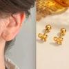 Simple Stainless Steel Bow Small Studs Earrings For Women Girl Tiny Screw Back Piercing Accessories Gifts