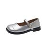 Silver French Square Head Soft Sole Light Mouth Single Shoes Women's 2025 New Models with Skirt Temperament Mary Jane Women's Shoes Small Leather Shoe