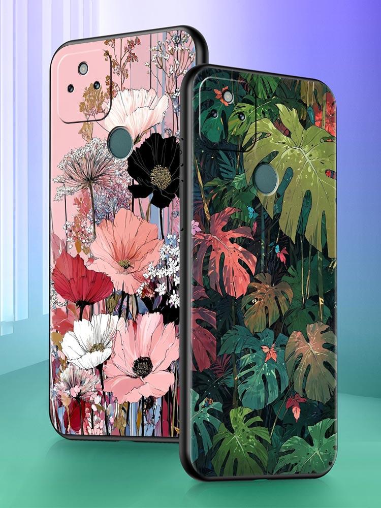 Abstract Plants Flower Phone Case Cover for Google Pixel 10 9 8 7 6 9A 8A 7A 6A Pro Shockproof Soft TPU 9 Pro XL Shell Capas Bag