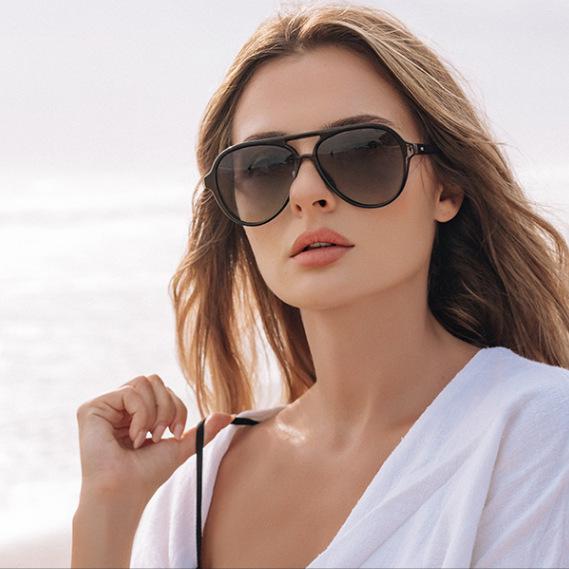Retro Wind Double Beam Pilot Frame Toad Glasses Sunglasses Men'S High-End Sunglasses Women'S High-End