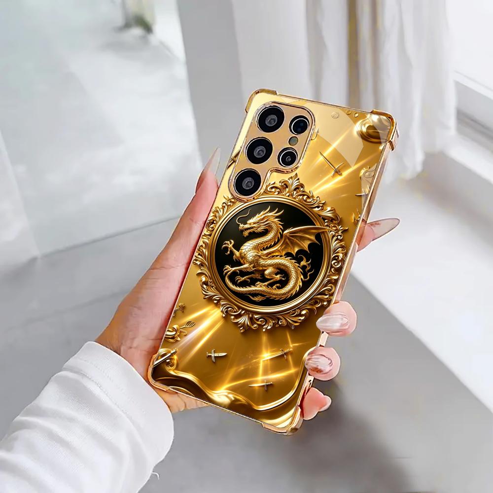 Full Gold Plated Dragon phone case s26 ultra case glass mobile phones for Samsung Galaxy S26 S25 S24 S23 S22 FE Ultra Plus