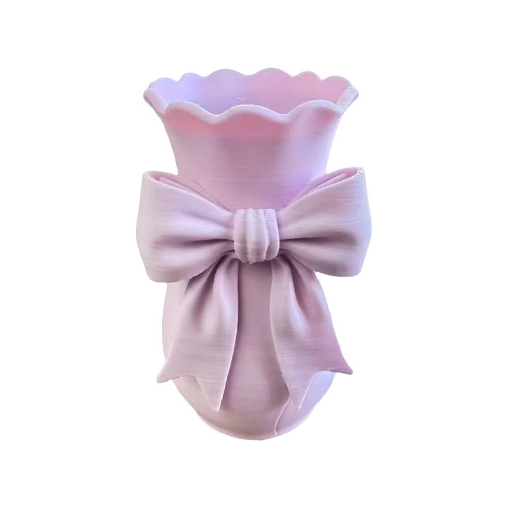 Elegant Style Pink Bow Flower Vases 3D Printed Flower Pot Dried Flower Vase for Living Room розовый