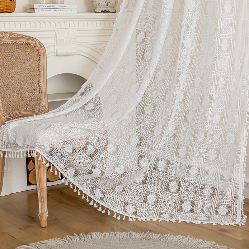 Floral Lace Sheer Curtain Panel Living Room Bedroom Dining Balcony Country Style Window Treatment