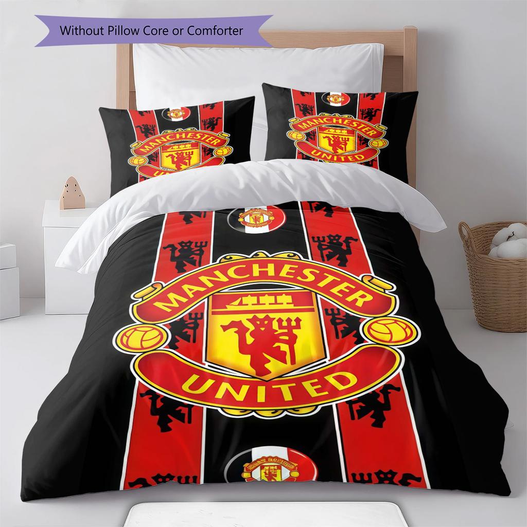 Man Utd Bedding Quilt Set Quilt Cover Pillowcase Home Decoration Birthday Gift (1 * duvet cover + 2 * pillowcase, without core)
