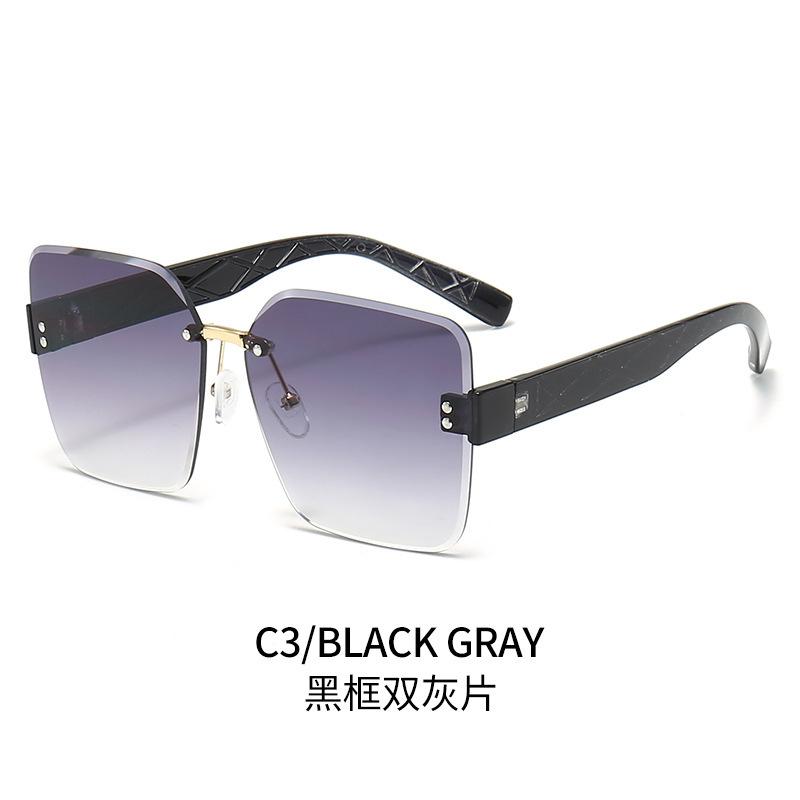 

Women S Sunglasses Large Frame, Sunshade Glasses Trimmed Rimless Fashion Trend Korean Tide Model Ins