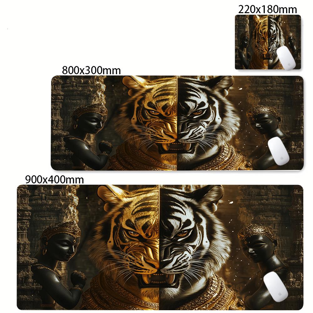 Tiger Gaming Mouse Pad Large Nonslip Rubber Base Waterresistant Desk Mat For Pc Office Gaming Laptop Study Accessories Carpet