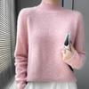 Women's Round Neck Double-Ply Pure Wool Sweater - Thickened Plus Size Solid Color Cashmere Knit Pullover