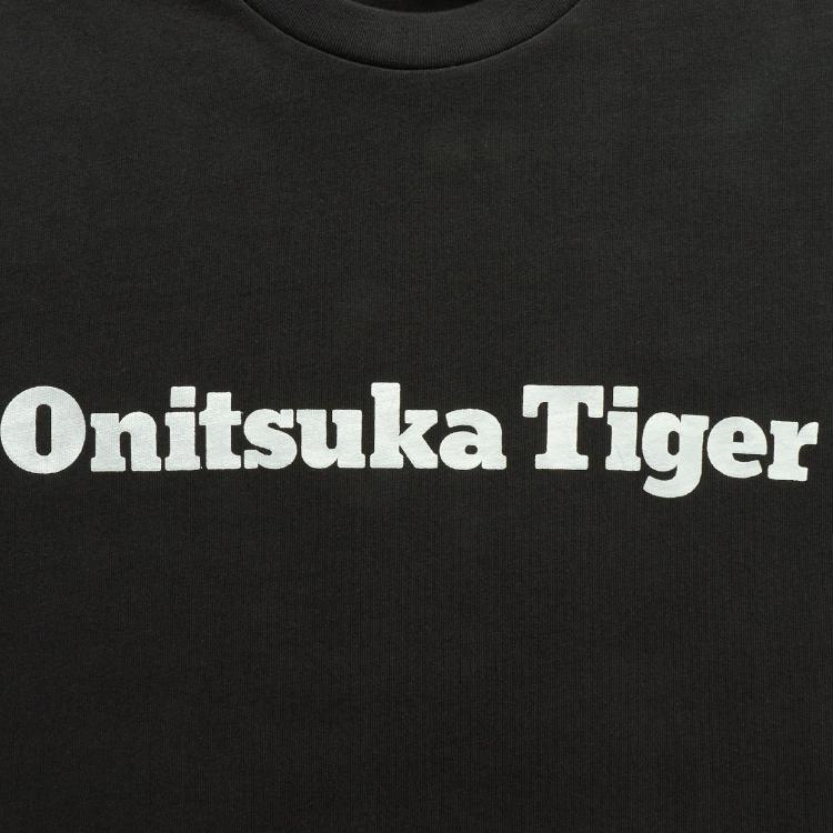 ONITSUKA TIGER Letter Print Round Neck Pullover Short Sleeve T-Shirt Unisex Tops Black 2183A951-004