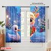 2pcs,2D Plane Printing Curtains Cute Deer Christmas Gift Present (3) Polyester Easy Install (without Rod) All Seasons Ldeal for