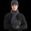 SIYUTANG Men's Knitted Fleece-Lined Hat, Scarf & Touchscreen Gloves Set