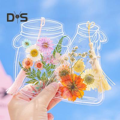 Transparente Lesezeichen aus getrockneten Blumen, DIY-Lesezeichen-Set mit gepressten Blumen, klare Wunschflaschenaufkleber für Frauengeschenke