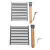 Stainless Steel Hot Dog Roller with Long Wood Handle Sausage Roller Rack BBQ Griller for Outdoor Cooking Barbecue