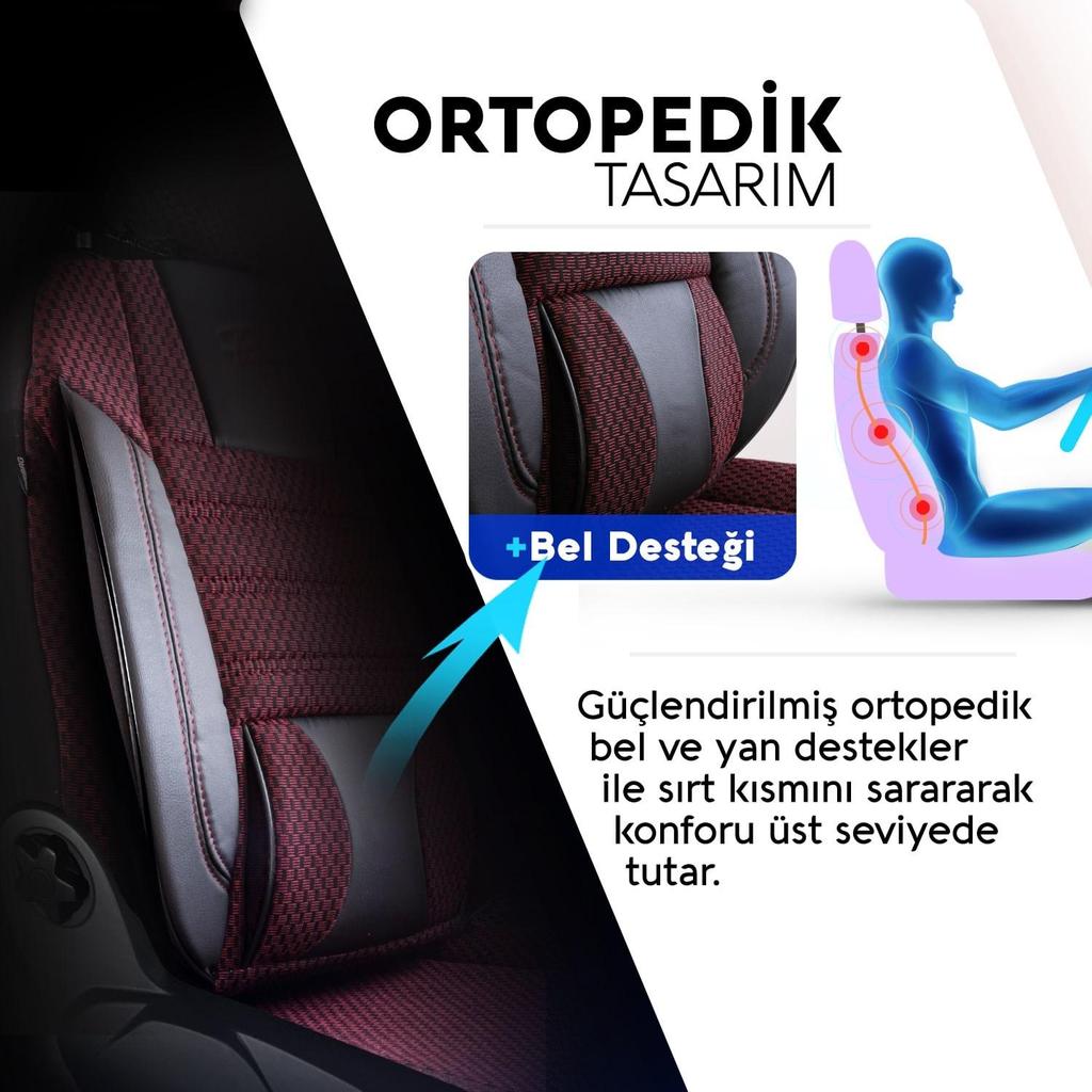 COMFORT SERIES WOVEN FABRIC CAR SEAT COVER Claret Red Black