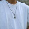 Men's Cross Necklace Cubic Silver Surgical Steel Cool Change