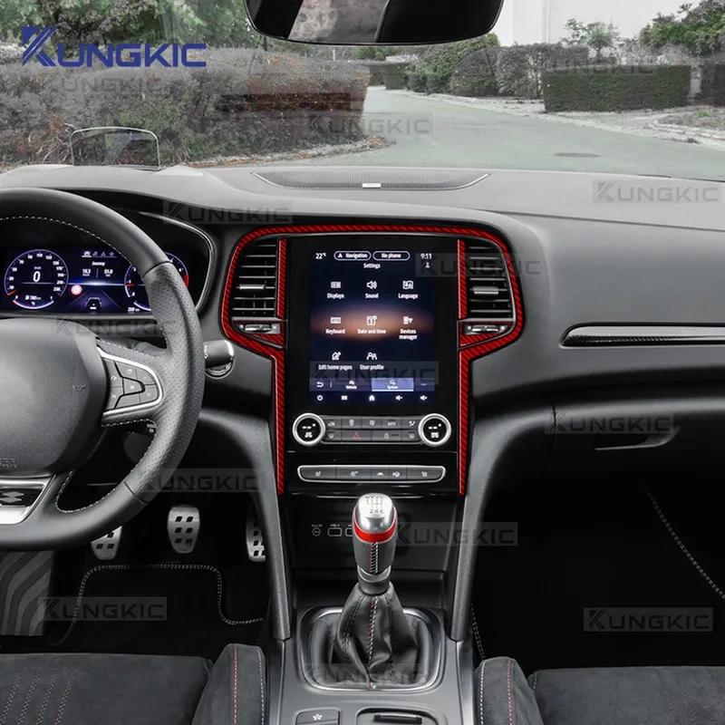 Skutečné měkké uhlíkové vlákno Pro Renault Megane 4 2016 2017 2018      2024 2025 Samolepka na obrazovku středové konzole auta