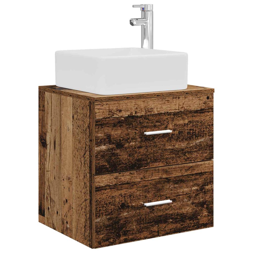 Bathroom Furniture Set 5 pcs Reclaimed Wood Effect Engineered Wood and Glass