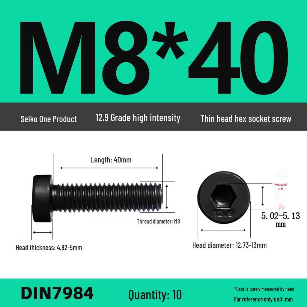 DIN7984 Grade 12.9 Thin Head Hex Socket Cap Screws - Sizes M3 To M16