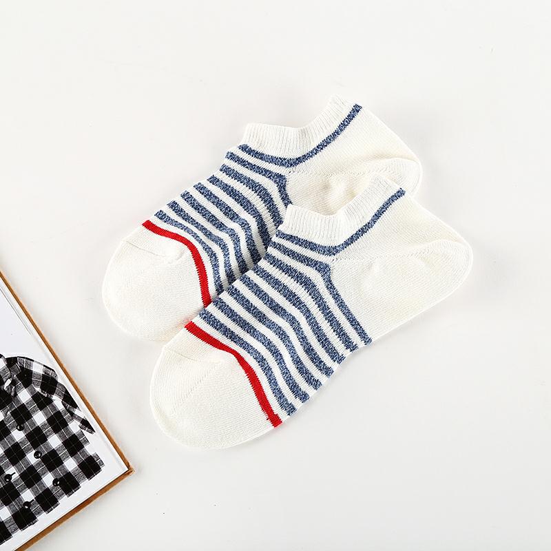 Muji Spring/Summer Men s Striped Combed Cotton Boat Socks, Japanese Style, Odor-Absorbing & Sweat-Wicking. One size красный