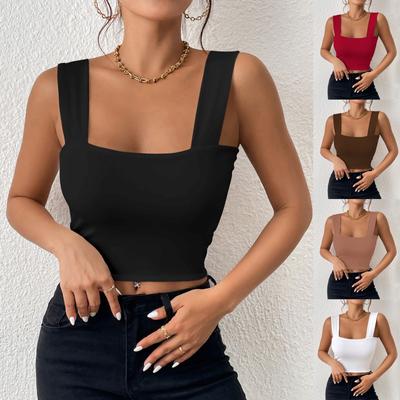 Women's Sexy Sleeveless Wide Straps Backless Solid  Slim Fit Tank Top
