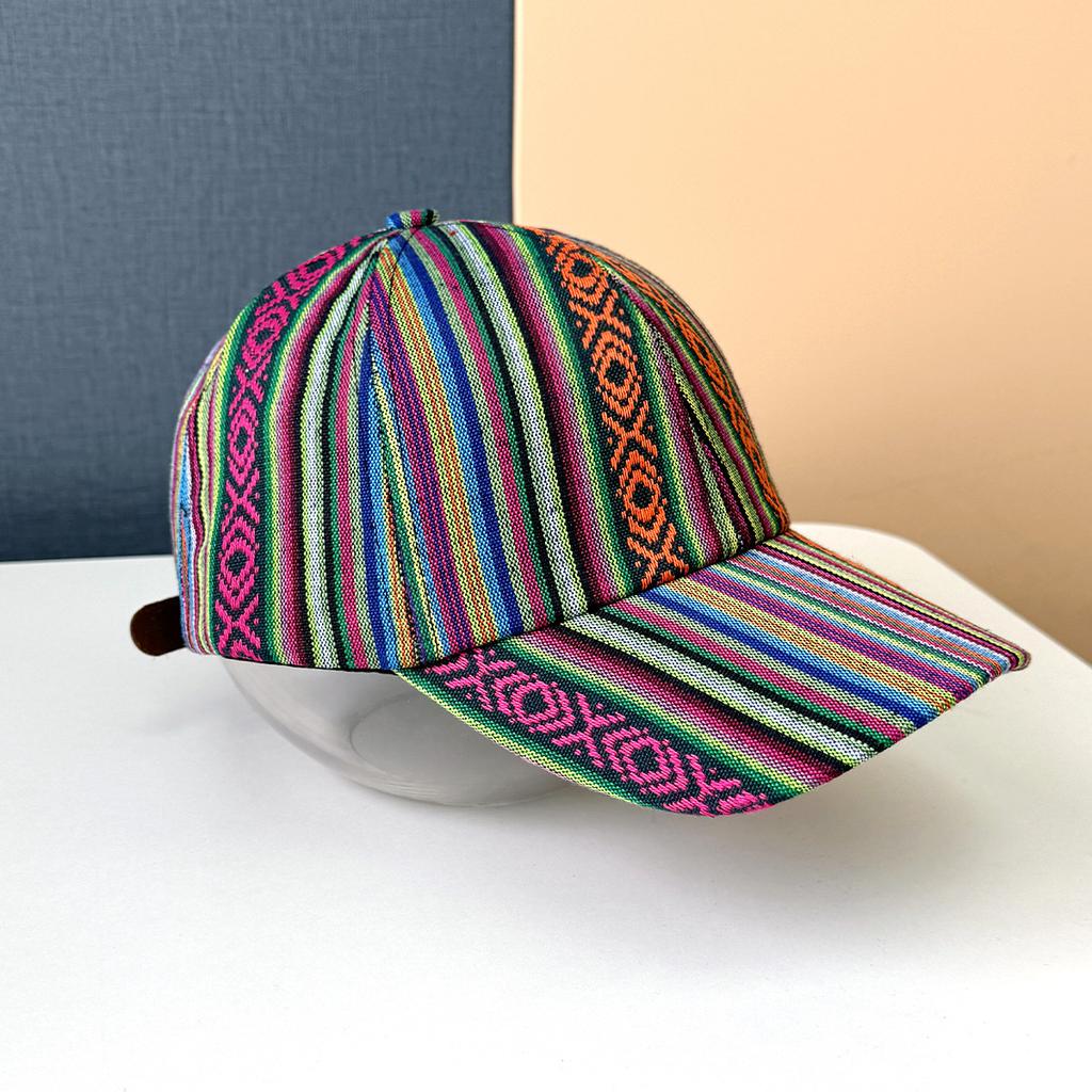 New Lattice Striped Cloth Baseball Cap Cap Casual Summer Sunscreen Sun Cap