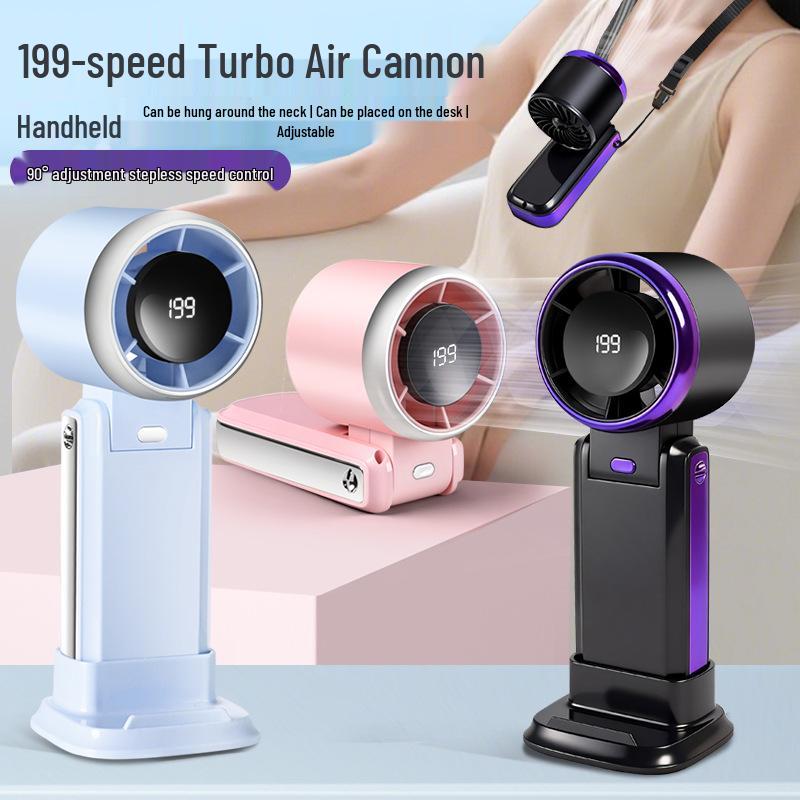 2025 Three-in-One Turbo High-Speed Folding Handheld Mini Fan with USB Charging and Digital Display - Free Shipping