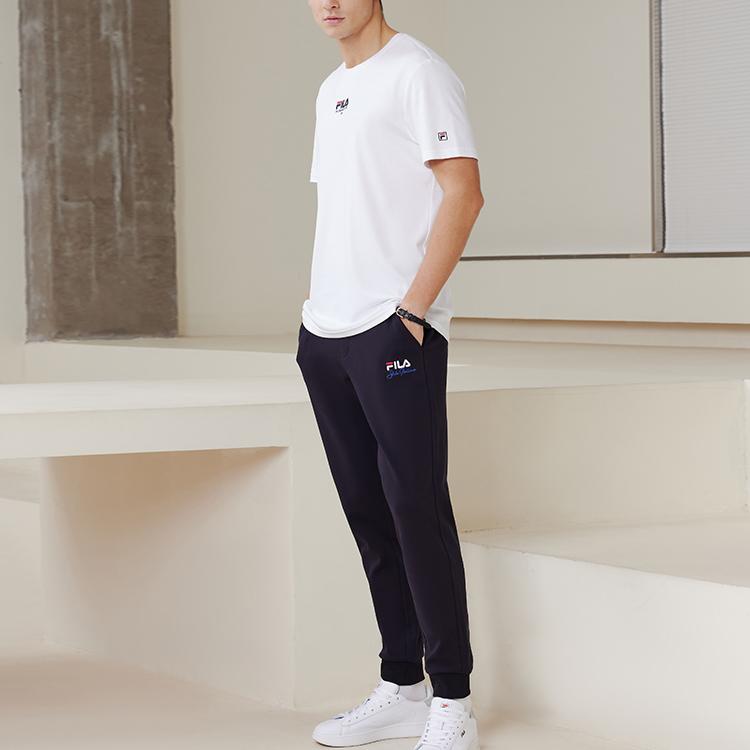 FILA Embroidered Logo Knit Jogger Pants Men Bottoms Legendary-Blue F11M118611FNV