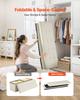 Foldable Storage Ottoman Bench, End of Bed Bench with Side Bags, Folding Upholstered Storage Chest Supports 660 lbs, Linen Bed Ottoman with Large