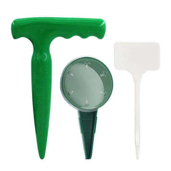Seeds Sowing Kit Dispenser, Handheld Garden Seeder Sower with 5 Dial Settings, Ergonomic Plastic Dispenser Tool Dibber, Plant Labels, for Small