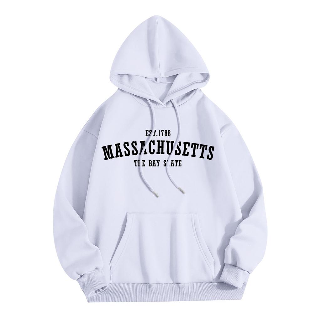 Hanorac cu glugă cu mânecă lungă cu decolteu în formă de O pentru femei