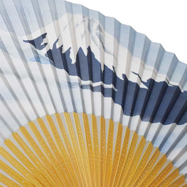 Kimono Folding Mount Fuji Paper White Bamboo Shojuan [Stylish Iroha] Fan, Design, High-Quality Fan, Carving, Men's, 22cm,
