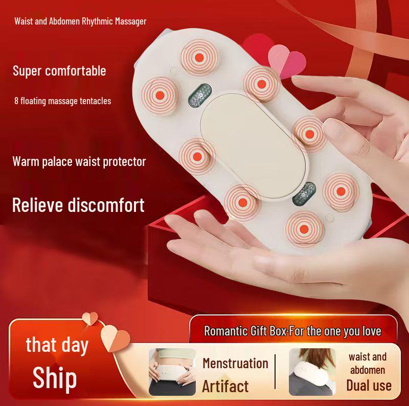 

Women s Multi-Point Heating Waist Belt for Abdomen Massage and Period Relief білий