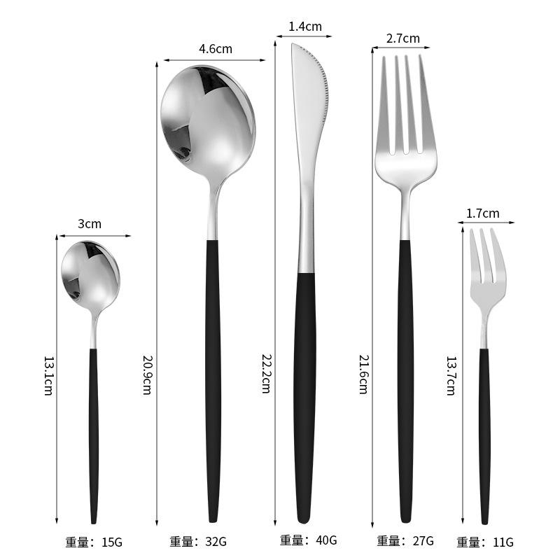 5Pcs Cutlery Set Stainless Steel Tableware Knife Fork Spoon Dinnerware Set Kitchen Flatware Silverware
