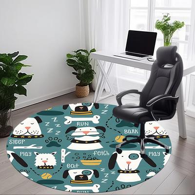 1pc Dogs Playtime Office Round Area Rug, Under Office Chairs Bedroom Living Room Home Decor, Room Deco, Available In Various Sizes