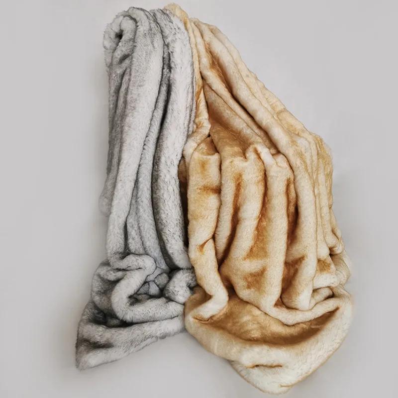 Plush Soft and Warm Raschel Synthetic Fox Rabbit Fur Blanket, Thick and Luxurious Girl Gift, Winter Sofa Bed, Sofa