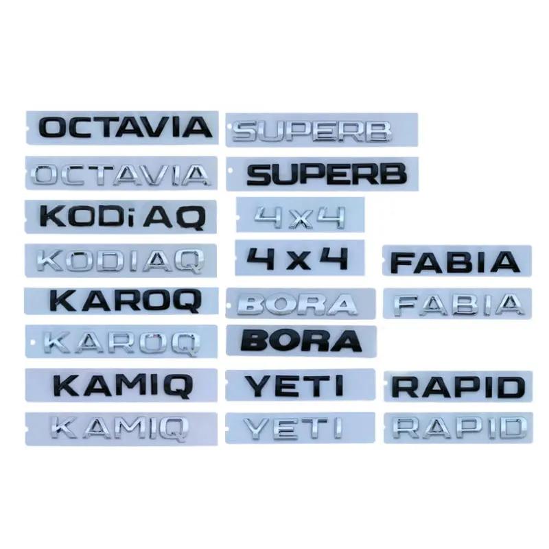 4X4 FABIA KAMIQ KAROQ KODIAQ OCTAVIA RAPID SUPERB YETI skoda Buchstabenlogo Autoaufkleber für Skoda Serie Umbau Kofferraumzubehör 4X4 schwarz
