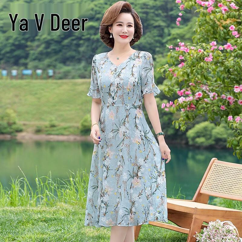 Yalu Women s V-Neck Floral Midi Dress 2XL