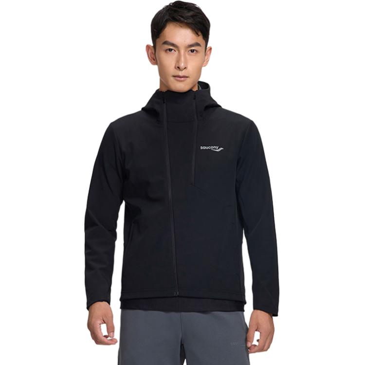 Saucony Jackets Men's Jet Black Hooded Thickened Other SC2220103B-BK01