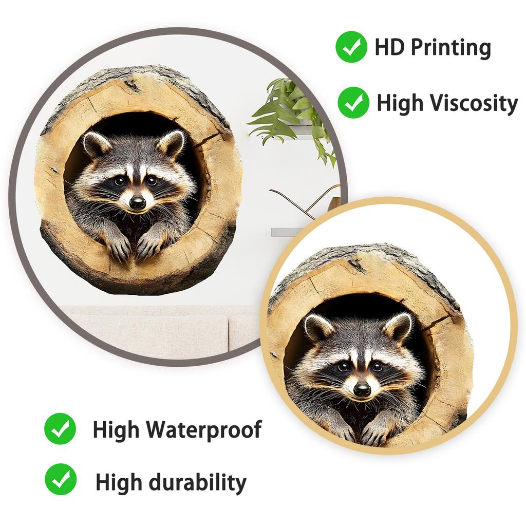 3D Simulation Tree Hollow Raccoon Wall Sticker Self-Adhesive Removable Living Room Bedroom Kids Room Background Wall Home Decor Art Wholesale