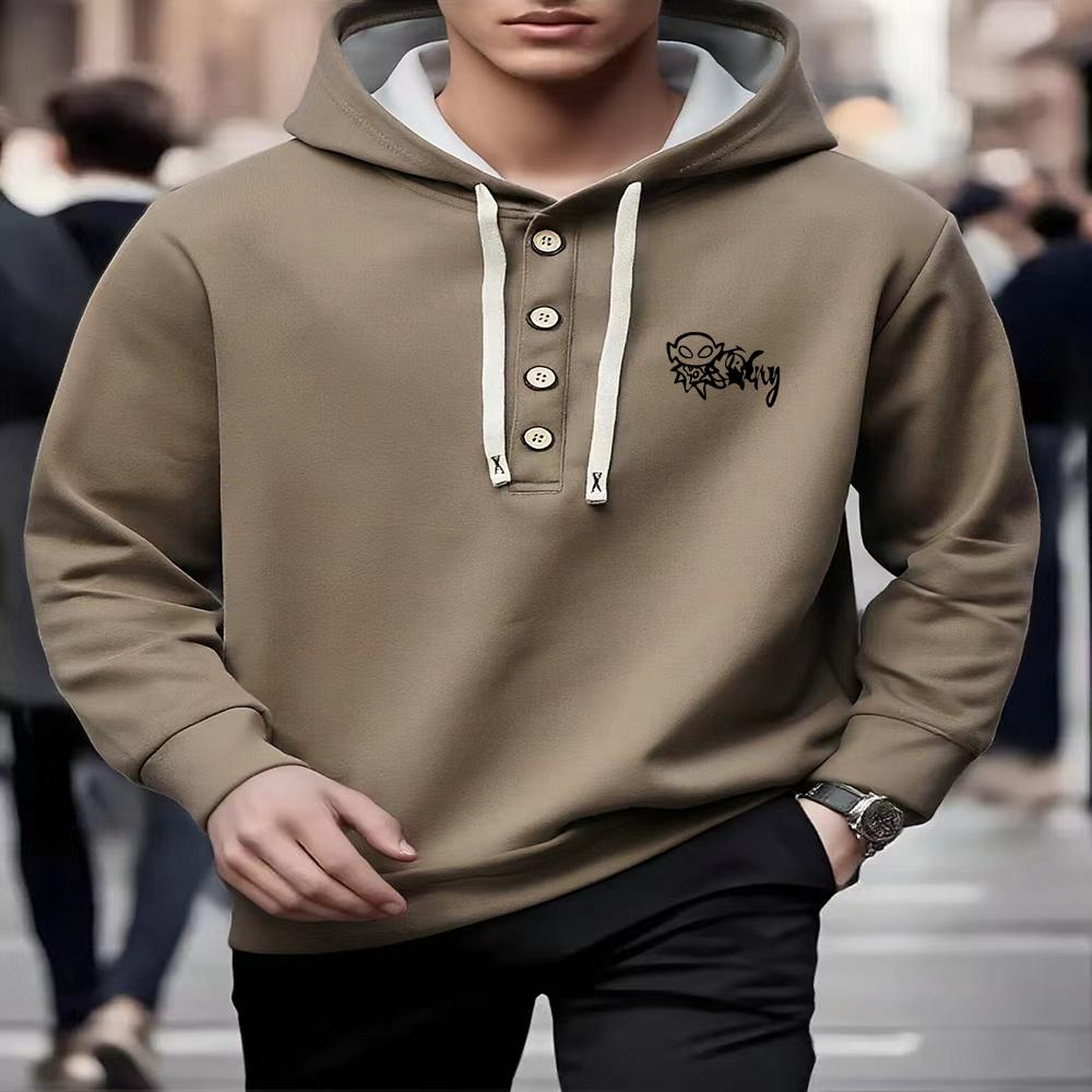

Мужская весенне-осенняя толстовка с капюшоном на пуговицах Y2 Harajuku уличный стиль 2XL хаки