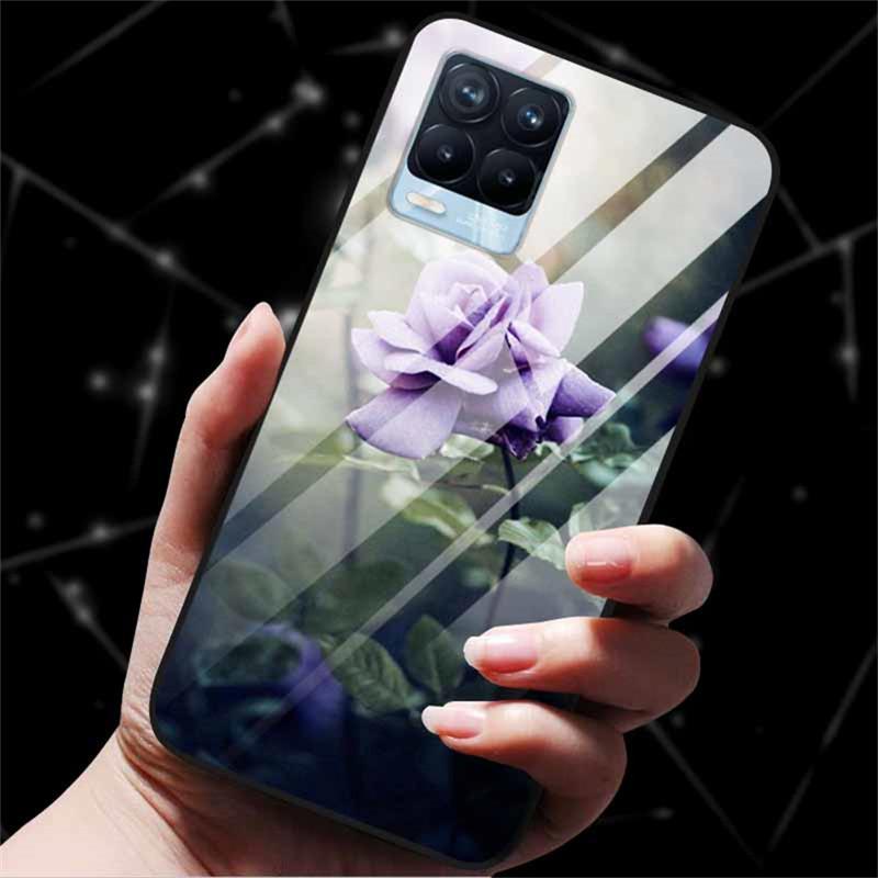 For Realme 8 Case Tempered Glass Hard Back Cover Case For Realme 8 5G 8i Realme 8 Pro Phone Case Cover Realme8 Pro Soft Bumper