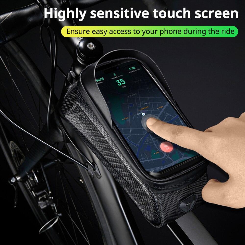 1PC  Bike Bag 2L Frame Front Tube Cycling Bag Bicycle Waterproof Phone Case Holder 7.2Inches Touchscreen Bag Accessorie